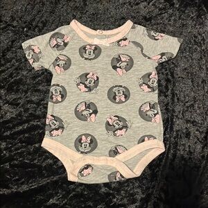 Gray and Pink Minnie Mouse Infant Onsie